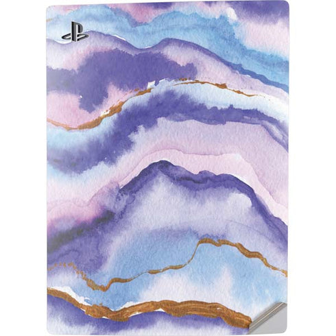 Blue Violet Watercolor Geode PS5 Digital Edition Console Skin